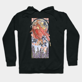 Lady of July Star Festival with Magpies and Lanterns Mucha Inspired Birthstone Series     Edit Hoodie